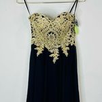 Windsor  Women's Black Gold Strapless Dress Size Small Prom Homecoming Party Photo 3