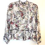 ZARA Floral chinoiserie Feminine Dainty Ruffle Blouse Size S Photo 3