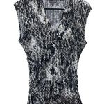 Vince Camuto sz L Sleeveless Stretchy Blouse Office Career black white snakeskin Photo 0
