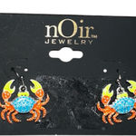 NEW NOIR Fish Hook Dangle Vibrant Crab Earrings Blue Photo 0