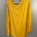 Free People Yellow Shimmy Shake Top Long Sleeve oversized open back Sz M Photo 0