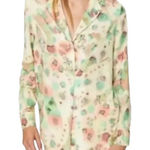 Wilfred Free Briona Tie Dye Button Down Shirt Yellow Size L Boho Minimalist Cute Green Size L Photo 0