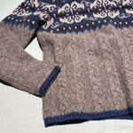 Carroll Reed Turtleneck Sweater 100% Wool Fair Isle Fisherman Core Gray Size L Photo 2