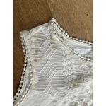 Hailey & Co White Gauze‎ Top Sleeveless Blouse L Lace Detail Shirt Ivory Size L Photo 2