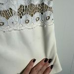 Bailey 44 size S cream and brown lace short sleeve top with a leather peplum Photo 4