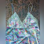 Vintage 90s Y2K Secret Treasures blue floral lace short slip dress, size small Photo 4