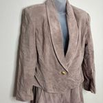 Lord & Taylor 100% Silky Pig Suede Brown Set Skirt Blazer size 10 / 12 vintage Tan Photo 2