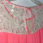 Sage  Neon Pink Top with Lace Size Small Photo 5