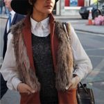 ZARA  Faux Fur Wool Cashmere Blend Waistcoast Vest Long Burgundy Rust size Medium Photo 3