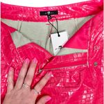 7 For All Mankind Hot Pink Vegan Leather Crocodile Crop Top Shorts Set M NEW Tag Photo 6