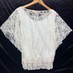 Lavish White Lace Women’s Top Sz L Y2K Boho Fairycore Romantic Butterfly sleeves Photo 1