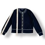 Adrianna Papell Gold Pearl Button Cardigan Womens Size M Black Preppy Photo 2