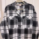 No Boundaries  Black & White Plaid Shacket Photo 2
