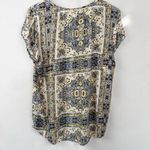 Sonoma  Goods for Life Women's Blouse Top L Large Blue Yellow Boho Paisley Tile Photo 7