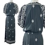 Free People Riley Embroidered Midi Maxi Dress Duster Black Grey Bohemian Medium Photo 9