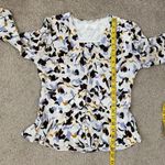 A.L.C. Printed Button Front Silk Blouse 2 Ivory Lilac Multi Photo 6