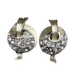 Vintage Lisner 1950s Gold Tone Clear Rhinestone Clip On Earrings Costume Jewelry Photo 4