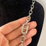 Ann Taylor  Silvertone Chain Necklace 30" Crystal Rhinestone Link Layer Statement Photo 2