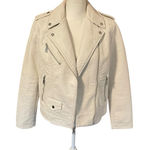 EXPRESS Moto Jacket Off White Faux Leather Size Medium Photo 0