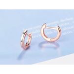 Boutique NEW‎ 14k Rose Gold Sterling Huggie Hoop Simulated Diamond Earrings Photo 3