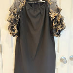MSK Petite Black Dress Gold Floral Embroidered Sleeve Party‎ Cocktail PL Size undefined Photo 0