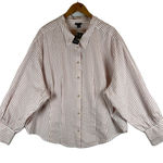 Torrid NWT  Women's 5X Dusty Rose Striped Cotton Crop Button Down Shirt Top‎ Photo 0