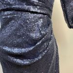 Rene Ruiz Collection Blue sequined ruched Knee Length Event Formal Dress 6 Photo 5