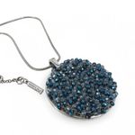 Kenneth Cole Crystal Beaded Disc Pendant Necklace Blue and Silvertone Photo 5