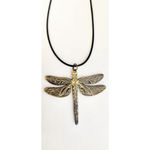 Handmade Green enamel & rhinestone dragonfly pendant Necklace Photo 3