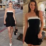 Amanda Uprichard  Kerry Strapless Skort Romper Dress In Black & Ivory Photo 2