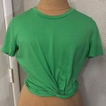 ZARA  Kelly Green Knotted Front Cropped Tee M Classic Rainbowcore Boho Photo 5