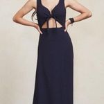 Reformation  Size XS Navy Blue Kai Cut Out Tie Front Long Wrap Dress Photo 1