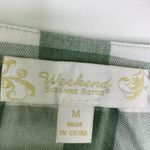Suzanne Betro Weekend Green White Check Mixed Media Blouse Women's Size Medium M Photo 4