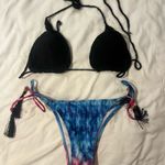 Black Crochet Bikini Top and Tie Photo 1