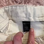 EXPRESS Vintage Cream Mini Denim Jean Skirt with Tan Stitching Size 1/2 Photo 3