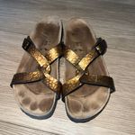 Birkenstock BIRKI'S BY WOMEN'S Sz 38 7 COPPER BROWN CRISSCROSS SLIDES SANDALS Photo 3