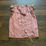 SITA MURT Linen Button Down Ruffle Top Rose In Pink 38 Photo 2
