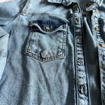 Pilcro  Distressed Denim Shirt S‎ Button Down Fringe Hem Long Sleeve Women Photo 5