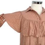 Downeast Pink Ruffled Button-Down Blouse Short Sleeve Size Medium Photo 2