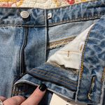 Cello  women's medium denim mini skirt distressed edges light blue zip & button Photo 5