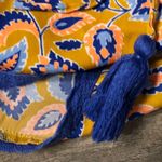 Aerie High Rise Paisley Tassel Lace Shorts Blue Yellow XS Photo 4