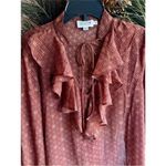 Molly Bracken  western long sleeve sheer tie neck high neck ruffle blouse small Photo 2