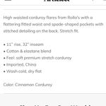 Rolla’s Eastcoast High Rise Flare Corduroy In Cinnamon Size 30 Photo 6