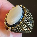 Opal black onyx gemstone 18k gold plated ring size 7.5 Photo 5