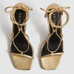 Reiss Kali Leather strappy Stiletto wrap Sandals gold Metallic size 37 MSRP $285 Photo 1