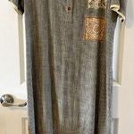 Vintage PEAR Brand Women's Maxi Cotton Dress Size M Striped buttons applique USA Brown Size M Photo 0