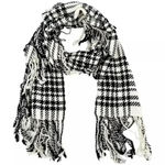 Banana Republic  Women's Houndstooth Scarf,Black & White with fringe Photo 0