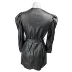 ZARA  Black Faux Vegan Leather Long Puff Sleeve Belted Mini Wrap Dress Size S Photo 1