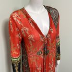 Farm Rio  Long Sleeve Sheer Button Blouse with Side Slits Photo 1