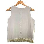 Anthropologie Sunday in Brooklyn Metallic Gold Fringe Striped Sleeveless Top Tan Gold Medium Photo 4